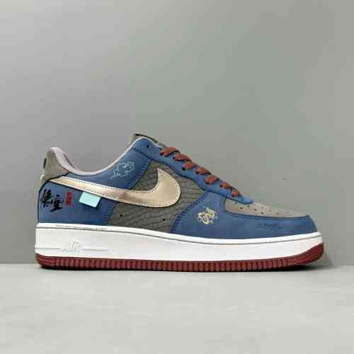 AW版本 黑神话悟空 灰蓝金AF2434-109 【定制球鞋】Nike Air Force 1 Low ”07 黑神话悟空 祥云龙纹 游戏主题 解构 复古 减震耐磨轻便低帮 板鞋 男女同款