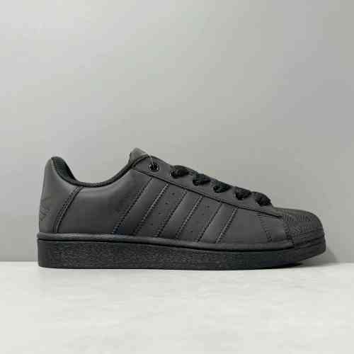 PP版本 大标黑反光ID3109 阿迪达斯三叶草adidas originals Superstar 舒适 防滑耐磨 低契板鞋 男款 黑色