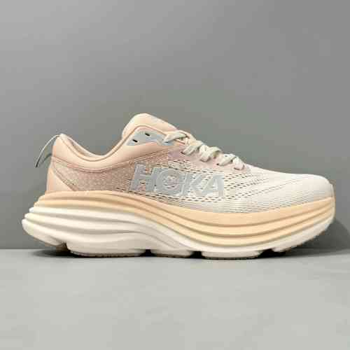 XR版本 流沙色1123202-SSEG HOKA ONE ONE Bondi 8 Wide 邦代8 减震防滑耐磨 低帮 长跑跑步鞋 宽版
