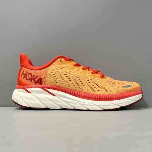 LH版本 克里夫顿8-炽热橙1119393-FBOR HOKA ONE ONE Clifton 8 公路 减震防滑 低帮跑步鞋 男款 炽热橙