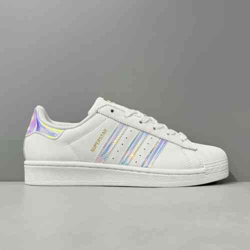 PP版本 镭射FX7565 阿迪达斯三叶草adidas originals SUPERSTAR 合成革 防滑减震低帮 板鞋 女款 白蓝