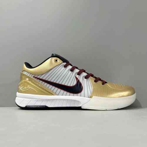 C2版本 白黑金FQ3544-100 Nike Zoom Kobe 4 Protro "Gold Medal" 运动舒适 防滑 低帮 篮球鞋 男女同款 白黑金