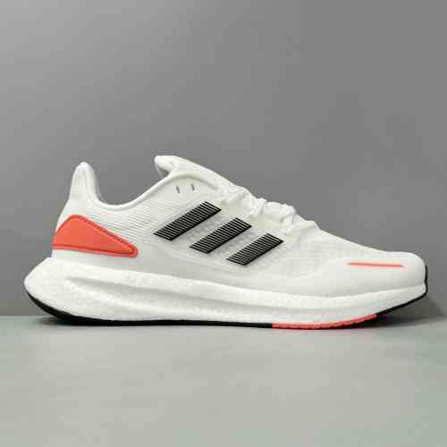 HG版本 UB22 白黑橙GY4706 阿迪达斯三叶草 adidas Pureboost 22 系带平跟 织物合成革TPU低帮 休闲跑步鞋