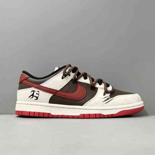 AW版本 龙年云纹FD9762-061 【定制球鞋】 Nike Dunk OKHR 火焰 龙年云纹中国风 做旧解构风 低帮 板鞋 男女同款 红棕