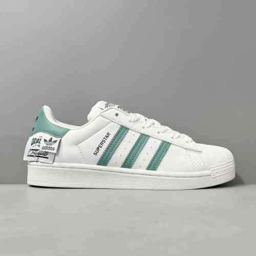 PP版本 白灰绿HQ6455 阿迪达斯三叶草adidas originals SUPERSTAR 潮流休闲 防滑耐磨 低帮 板鞋 男女同款 白灰绿