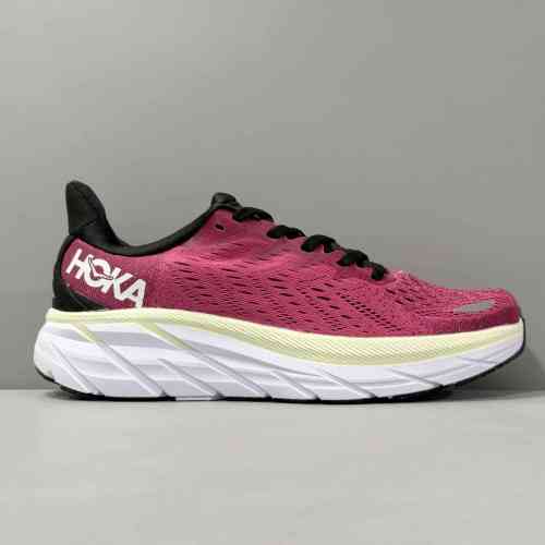 LH版本 克里夫顿8-红色1119394-BGIR HOKA ONE ONE Clifton 8 舒适 质感 网布织物减震防滑耐磨透气轻便 低帮跑步鞋 女款 红色