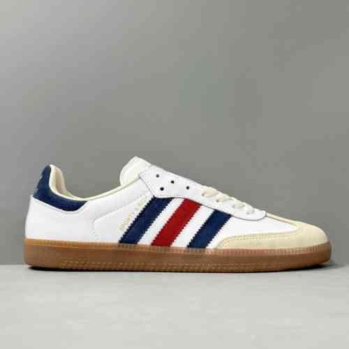 YH版本 白蓝红IH8338 SPORTY & RICH x adidas originals SAMBA OGDROP 5 SUMMER GAMES PACK 防滑耐磨 低帮 板鞋 男女同款 白蓝红