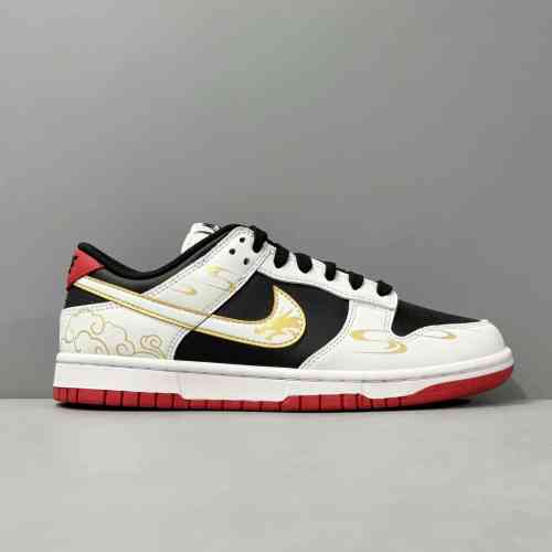 AW版本 祥云金勾FD9762-061 【定制球鞋】 Nike Dunk CNY龙年限定 新年 反转熊猫 东方神龙 祥云 金勾 低帮 板鞋 男女同款黑金