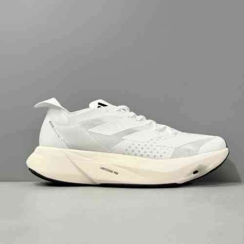 BS版本 米白HQ2134 阿迪达斯三叶草adidas Adizero Adios Pro 3 舒适 合成革减震 低帮跑步鞋 男女同款 米白