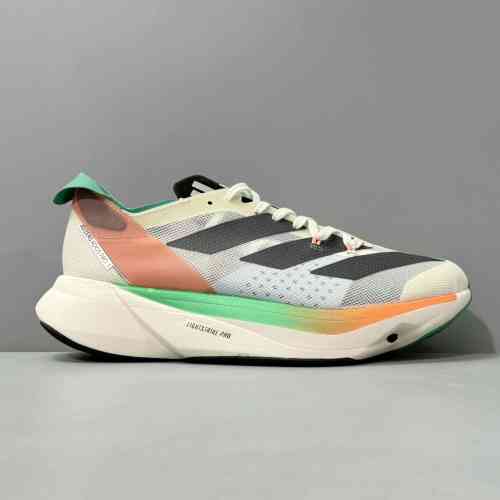 BS版本 白黑绿橙HQ3688 阿迪达斯三叶草adidas Adizero Adios Pro 3拼接 网布织物防滑耐磨轻便 低帮跑步鞋 男女同款 白黑