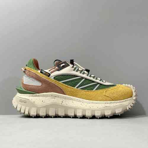 DH版本 黄棕色M404886Z Moncler盟可睐 Trailgrip 皮革 舒适百搭 低帮 生活休闲鞋男款 棕色