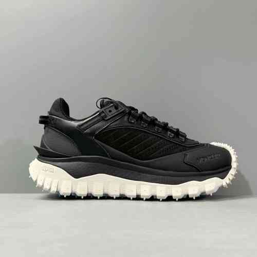 DH版本 黑白底M3211999 Moncler盟可睐 Trailgrip 皮革织物 舒适休闲 低帮生活休闲鞋 男款 黑色