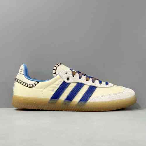 V版顶级 WB联名/米白蓝 阿迪达斯三叶草 IH7756 WALES BONNER x adidas originals Samba 搭透气舒适 防滑 低帮 板鞋