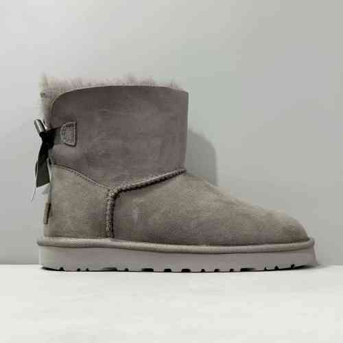 LZ版本 单丝带-灰色1016501-GREY UGG Bailey 绒面 保暖耐磨防滑 舒适休闲加绒 短筒 雪地靴 女款 灰色