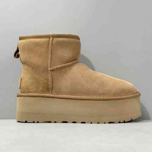 BK版本 增高中邦-栗色1134991-CHE UGG 牛反绒 舒适迷你厚底 短筒 雪地靴 女款 栗色