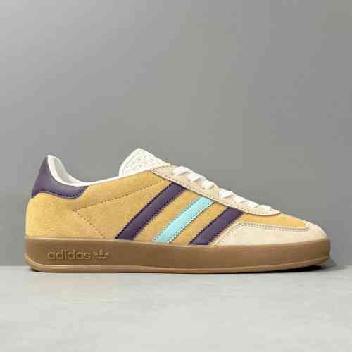 HR版本 GZ/黄米紫IG1636 阿迪达斯三叶草德训鞋 Adidas Originals Gazelle Indoor 防滑低帮板鞋