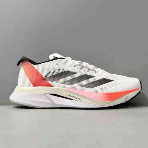 BS版本 白金红IF9210 阿迪达斯三叶草 adidas Adizero Boston 12 舒适百搭防滑 低帮 休闲跑步鞋 男款 白金红