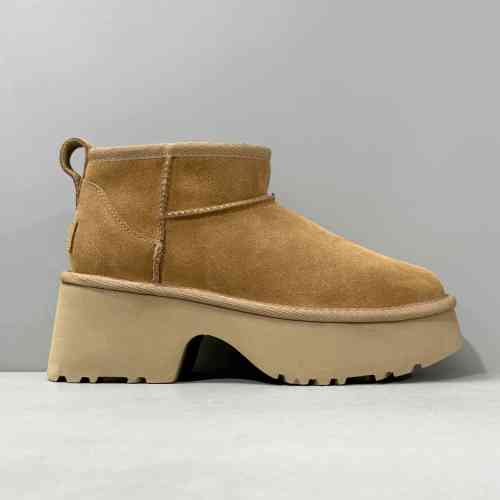 BK版本 人鱼靴-栗色1158311-CHE UGG 牛剖层革 轻便时尚 短筒 雪地靴 女款 栗色