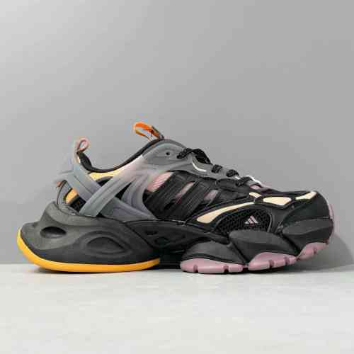 YH版本黑橙JP5765 阿迪达斯三叶草adidas Spiritain 2000 舒适百搭 织物皮革减震防滑耐磨 低帮 休闲跑步鞋 男女同款 黑橙