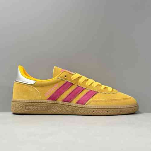 YH版本  SP 粉黄银JI1406 阿迪达斯三叶草adidas originals HANDBALL SPEZIAL 轻便舒适防滑耐磨 低帮 板鞋 女款 黄色