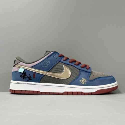 AW版本 黑神话悟空-米蓝黑FB8895-601 【定制球鞋】Nike Dunk Low NO.205 黑神话悟空 祥云龙纹 游戏主题 解构 复古 减震耐磨轻便低帮 板鞋 男女同款 米蓝黑