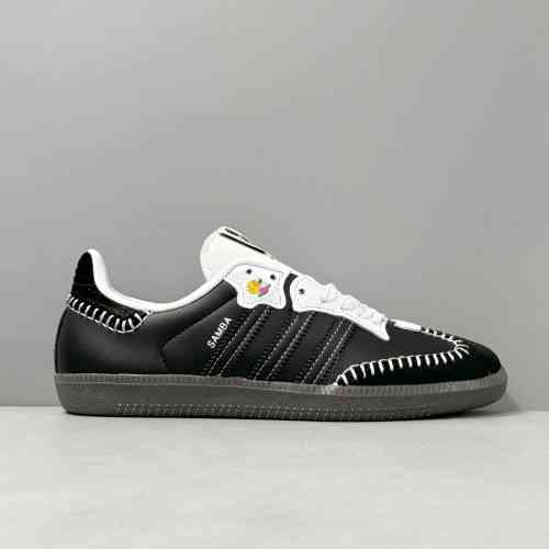 YH版本 黑白JI3932 阿迪达斯三叶草adidas originals SAMBA OG “Dia De Los Muertos Pack”2024 舒适耐用 防滑耐 低帮板鞋  黑白