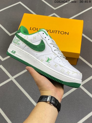 120耐克Lv x Nike Air Force 1 Low 路易斯威登驴牌LV联名 空军一号低帮运动休闲板鞋 货号CV0670 300码数：36 -45半编号：D28240421