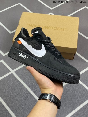 140#耐克Nike OFF-WHITE x Air Force 1 OW联名空军一号 鞋款延续了此次联名的设计风格，整体以白色为主调，鞋身内侧同样印有大面积标语，奶白色水晶中底点缀_001