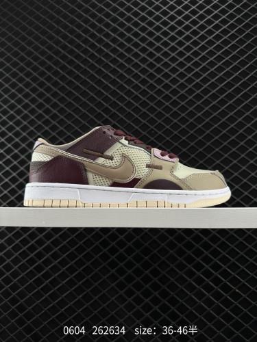 170 耐克Nike SB Dunk Scrap Low”Black Gum“扣篮系列低帮经典百搭休闲运动板鞋 拼接缝合怪 货号：DH7450- 100 这款匠心打造的DunkScrap以散落在鞋匠工