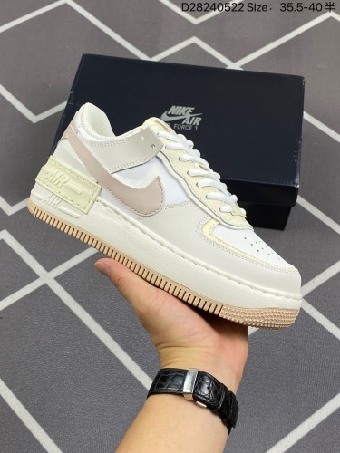 120耐克Nike Air Force 1 Shadow 全新少女系解构主义设计 马卡龙空军一号轻量增高低帮百搭板鞋 #双层轻量EVA发泡中底+防滑RB橡胶外圈底鞋底纯原品质、亲民价格！货号：FN