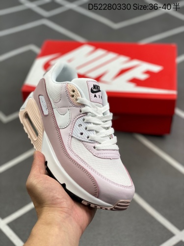 140 新品首发 全新升级原楦原纸版开发#正确Air气垫Pu高弹大底# 官方新色,耐克Nike Air Max 90 “Pastel Pink”淡粉 复古气垫百搭休闲运动慢跑鞋。D52280330