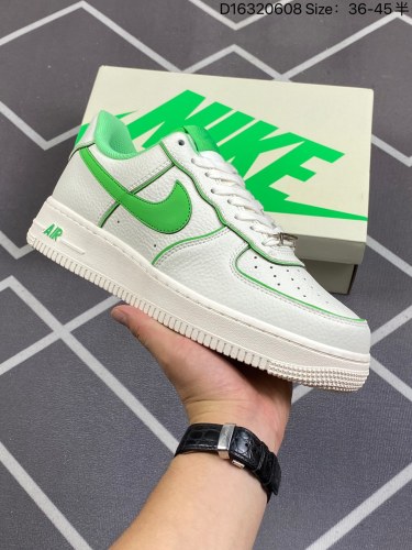 160 爆款单品 NIke Air Force 1 '07 Low 米白绿炫彩“夜魔侠”空军一号低帮运动休闲板鞋 客供高亮3M反光材料 折边针车 工艺难度大 原楦头原纸板 原装鞋盒 定制五金配件