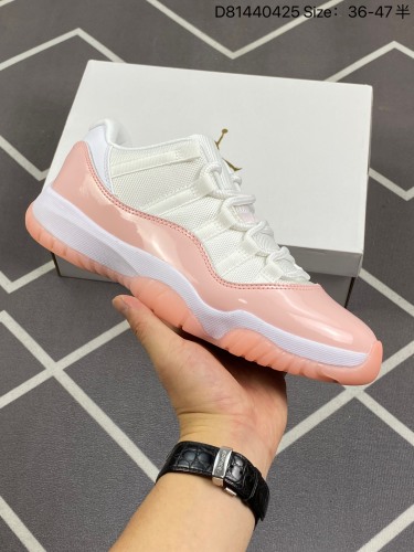 220 Kz神版Air Jordan 11 Low ”Legend Pin“ AJ11 乔11少女粉 真标真碳 低帮篮球鞋 AH7860-160#鞋款鞋面整体以漆皮与织物材质拼接设计，漆皮部分则采
