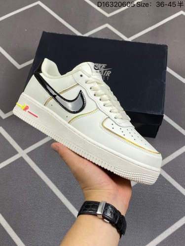 160 新品出货 海外限量发售 公司级 Nike Air Force 1 Low 金边炫彩 空军一号低帮休闲板鞋 客供高亮3M反光 定制皮料 折边针车 工艺难度大 原楦头原纸板 内置全掌气垫  货