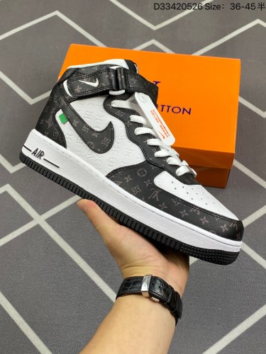 210公司级✅NIke Air Force 1 ‘07 Low “LV联名—白黑印花”空军一号 中帮 运动鞋 休闲鞋 折边针车 工艺难度大 原楦头原纸板 原装鞋盒 定制五金配件 内置全掌气垫 原厂