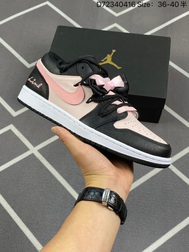 170公司级✅NK Air Jordan 1 Low 解构抽绳 AJ 低帮 休闲板鞋 黑粉蝴蝶结货号：DX4374-008尺码：36 36.5 37.5 38 38.5 39 40 IDD7234