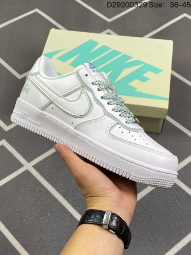 100Stussyx Nike Air Force 1 Low 斯图西联名 冰蓝炫彩反光空军一号低帮休闲板鞋 客供高亮3M反光 定制皮料 折边针车 工艺难度大 原楦头原纸板 内置全掌气垫  货号：