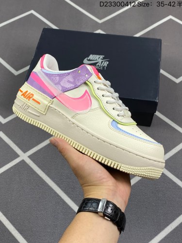 150公司级✅空军马卡龙果冻系列 耐克Nike Air Force 1 Shadow AF1解构机能拼接 空军一号轻量增高魔术贴低帮百搭板鞋，一改原先的常规 Swoosh Logo ，换以解构风十