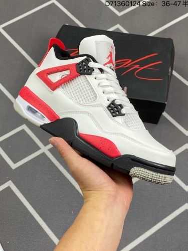 180Air Jordan 4 Retro Neutral Grey 红水泥 AJ4 乔丹4代 aj4 乔4 白黑红 乔丹篮球鞋系列 以白色鞋身辅以水泥红和黑色装扮，鞋舌上红色经典的 4代Jump