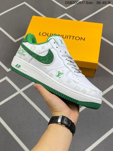 100NIke Air Force 1 '07 Low “LV联名暗夜精灵牛仔”空军一号 低帮 运动鞋 休闲鞋 折边针车 工艺难度大 原楦头原纸板 原装鞋盒 定制五金配件 内置全掌气垫 原厂鞋底