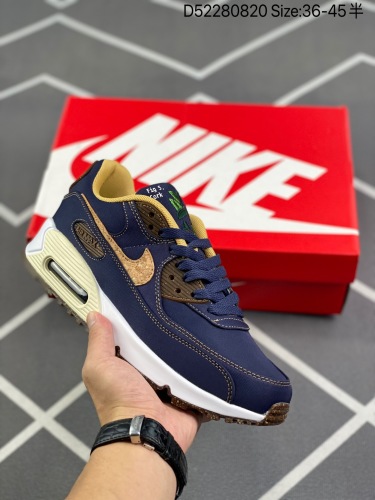 140 耐克Nike Air Max 90 经垫缓震跑鞋 鞋面由皮和革织物打造，犀利的条线打造出酷劲十的足视觉效果 网布鞋增面强透气性，穿着为极舒适 经可典视气垫醒目依旧，而脚感更是十软_002