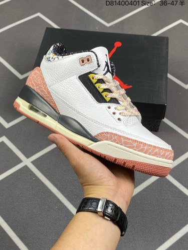 200Air Jordan 3 Retro Vintage Floral 花卉粉 AJ3 乔丹3代 aj3 乔3 樱花粉 乔丹篮球鞋系列 鞋身整体以荔枝纹覆盖，配色方面以白色为主色调，鞋头和后跟则