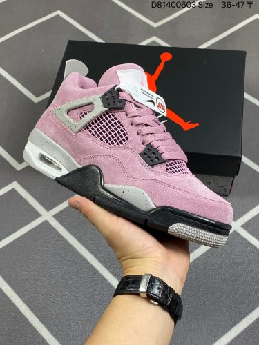 200公司级！Air Jordan 4 Retro Orchid 粉黑麂皮 AJ4 乔丹4代 aj4 乔4 粉麂皮 乔丹篮球鞋系列 整鞋采用麂皮材料打造，鞋面使用紫色麂皮作为主体框架，鞋舌和鞋身中
