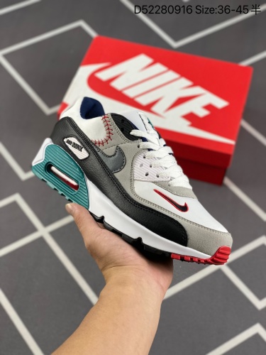 140✅耐克Nike Air Max 90 经典复古小气垫缓震跑鞋 鞋面由皮和革织物打造，犀利的条线打造出酷劲十的足视觉效果 网布鞋增面强透气性，穿着为极舒适 经可典视气垫醒目依旧，而脚感更是十软