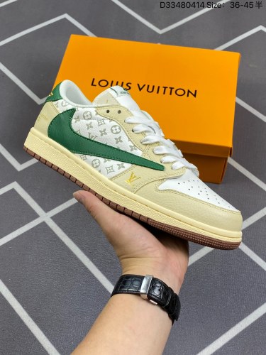 240耐克Nike Air Jordan 1 Low AJ1 乔1 倒勾LV 联名 低帮潮流缓运动休闲板鞋码数：36 36.5 37.5 38 38.5 39 40 40.5 41 42 42.5