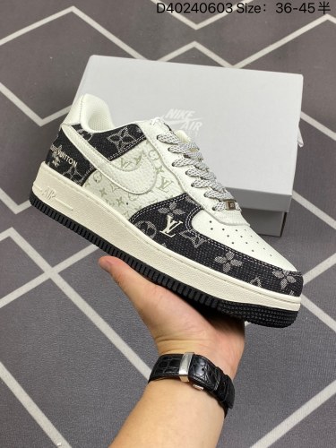 120▪️NK Air Force 1 07 LV8 LowKhakiBeigeLV Monogram空军一号经典百搭休闲运动板鞋“拼接米白牛仔布卡其LV提花”空军低帮！DD8686-100 尺码