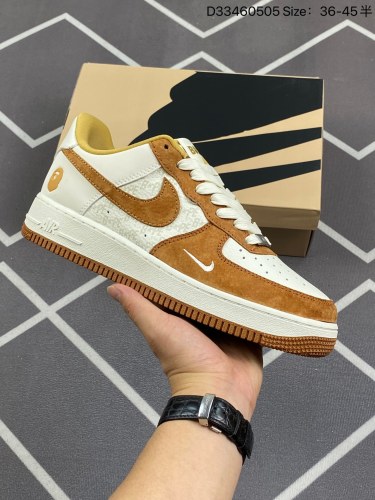230公司级✅NIke Air Force 1 ‘07 Low “BAPE联名—米白黑猪八”空军一号 低帮 运动鞋 休闲鞋 折边针车 工艺难度大 原楦头原纸板 原装鞋盒 定制五金配件 内置全掌气垫
