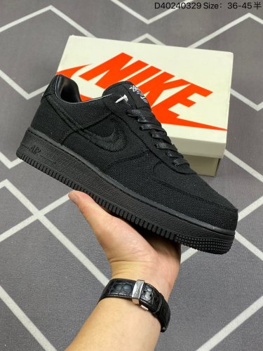 120耐克 Stussy x Nike Air Force 1 '07 斯图西联名 空军一号厚底增高百搭运动板鞋，反光原楦头原纸板 打造纯正空军版型 外贸渠道  全掌内置蜂窝气垫 原盒配件 中底钢
