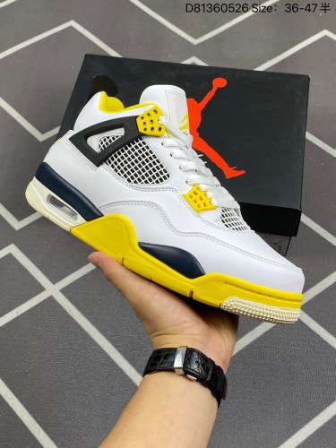 180Nike Air Jordan 4 OG’‘Vivid Sulfur“迈克尔·乔丹AJ4代中帮复古休闲运动文化篮球鞋“白黑黄”货号：AQ9129 101 尺码：36 36.5 37.5 38