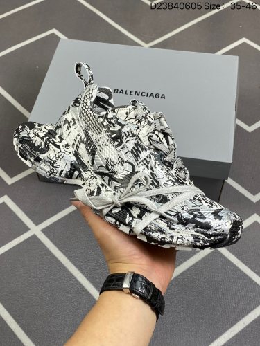 420巴黎世家BALENCIAGA 3XL Sneakers 3+系列低帮复古阔型底姥爹风潮流百搭休闲慢跑鞋“网织白银黑涂鸦泼墨”734731 W2RG3 9010 尺码：35-46D238406